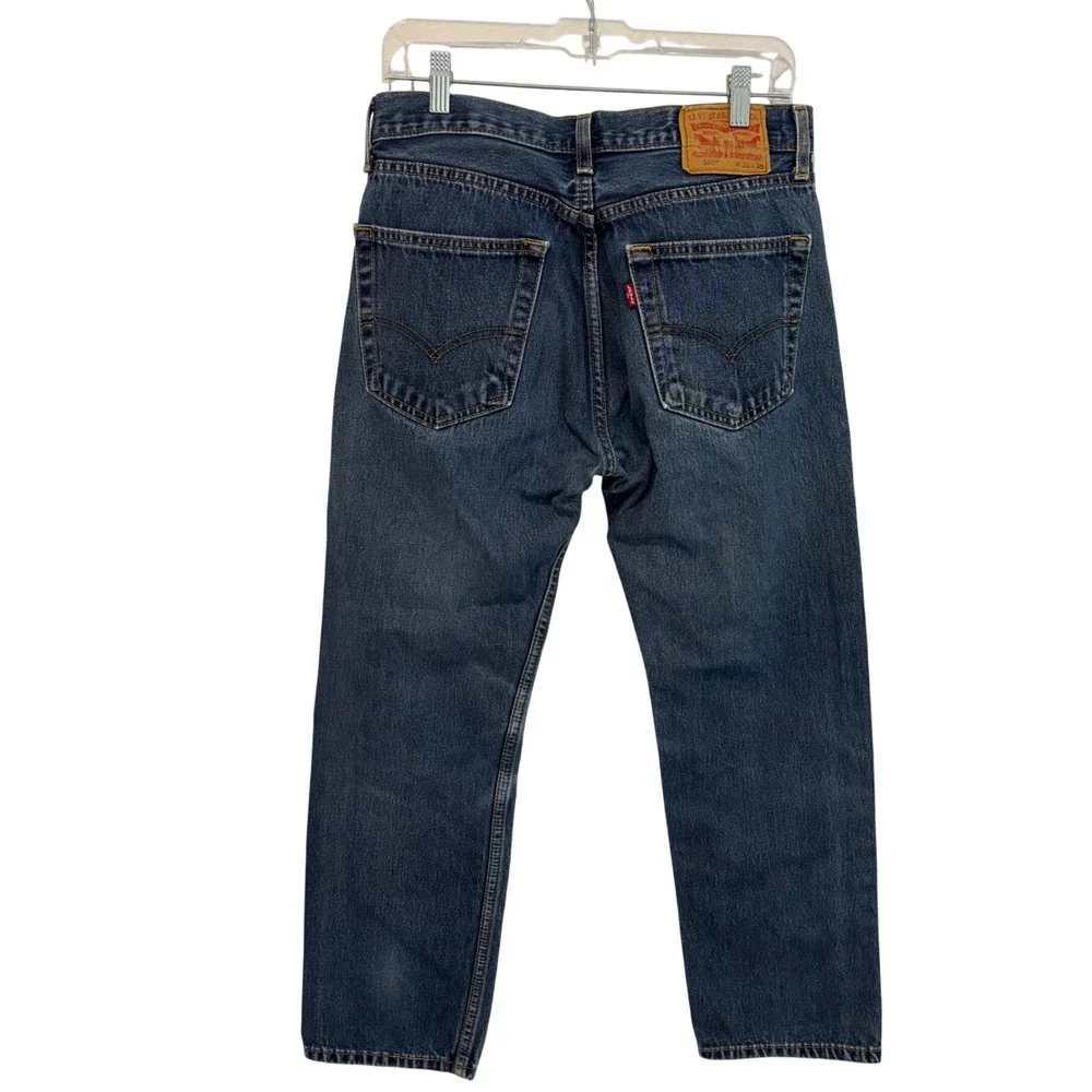 Levis 505 Regular Fit Dark Blue Jeans Mens 31x26 Straight Leg Shorter Inseam